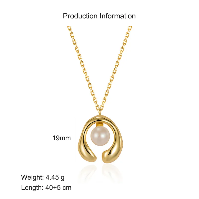 925 Sterling Silver Geometric Fresh Water Pearl Necklace 80200432 - image2