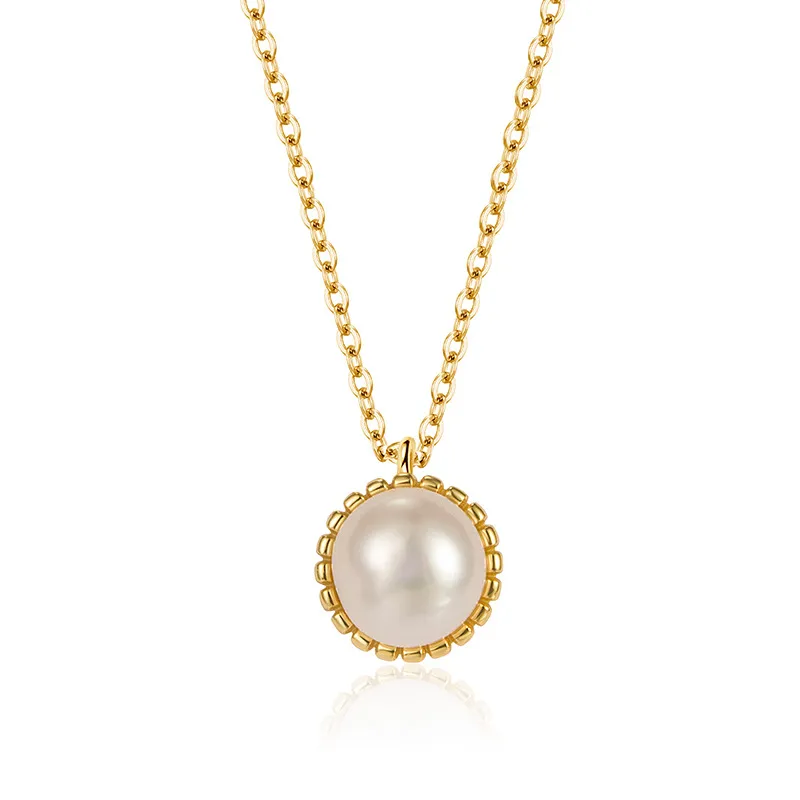 925 Sterling Silver Baroque Fresh Water Pearl Pendant Necklace 80200434
