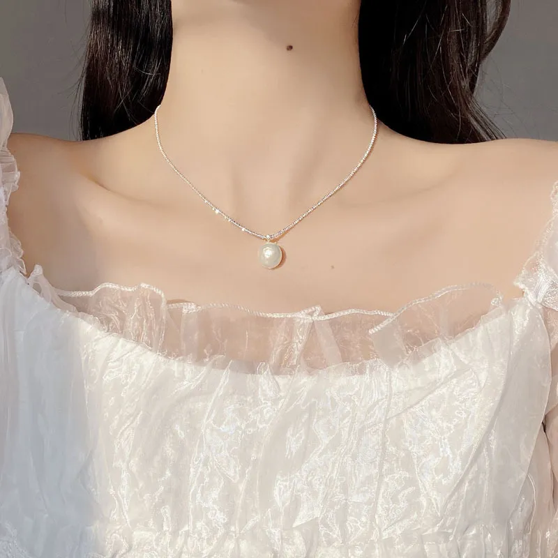925 Sterling Silver Baroque Fresh Water Pearl Pendant Necklace 80200435 - image1