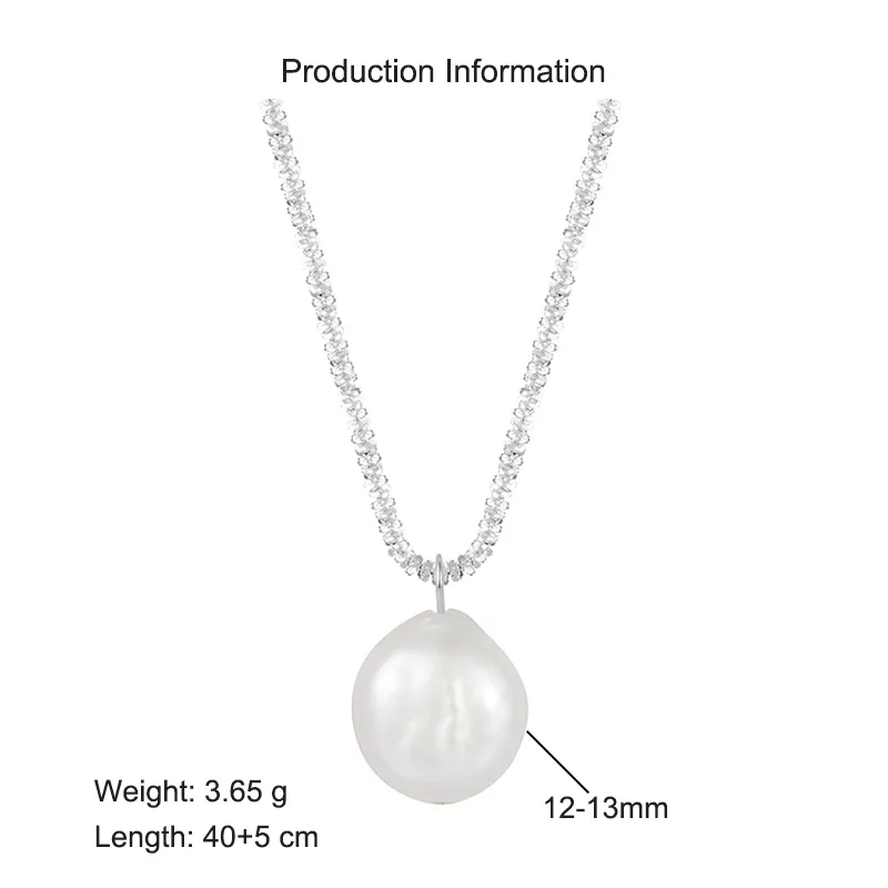925 Sterling Silver Baroque Fresh Water Pearl Pendant Necklace 80200435 - image2