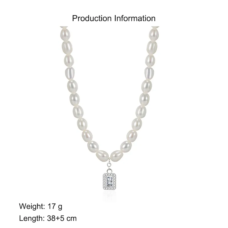 925 Sterling Silver Fresh Water Pearl Zirconia Pendant Necklace 80200439 - image2
