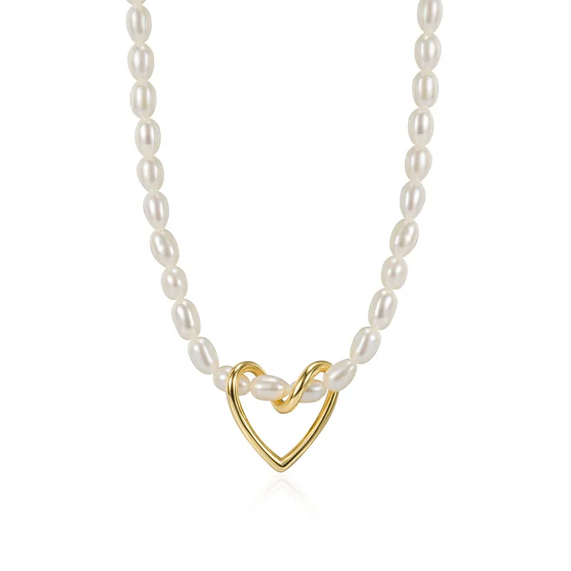 925 Sterling Silver Fresh Water Pearl Heart Pendant Necklace 80200440