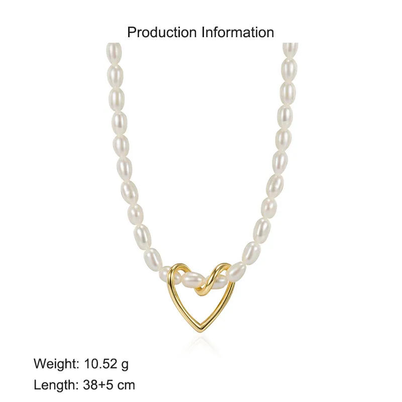 925 Sterling Silver Fresh Water Pearl Heart Pendant Necklace 80200440 - image2