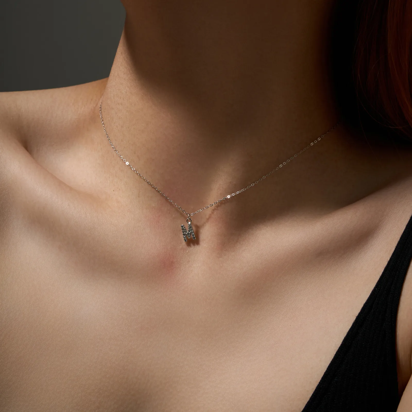 925 Sterling Silver Zirconia Letter Pendant Necklace 80200442 - image1