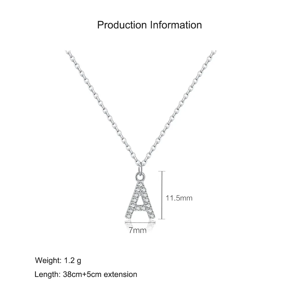 925 Sterling Silver Zirconia Letter Pendant Necklace 80200442 - image2
