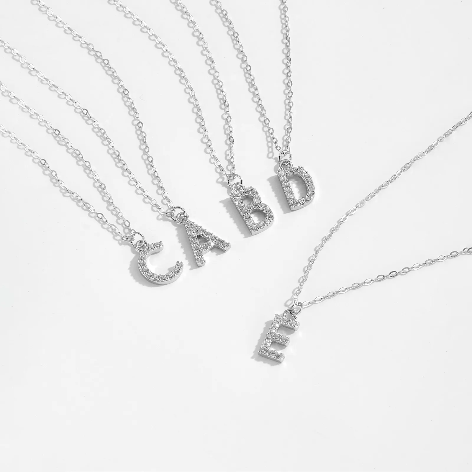 925 Sterling Silver Zirconia Letter Pendant Necklace 80200442 - image3