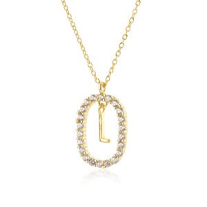 925 Sterling Silver Gold Tone Letter Pendant Necklace 80200443