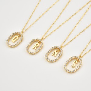 925 Sterling Silver Gold Tone Letter Pendant Necklace 80200443