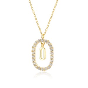 925 Sterling Silver Gold Tone Letter Pendant Necklace 80200443