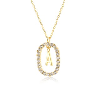 925 Sterling Silver Gold Tone Letter Pendant Necklace 80200443