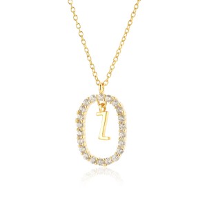 925 Sterling Silver Gold Tone Letter Pendant Necklace 80200443