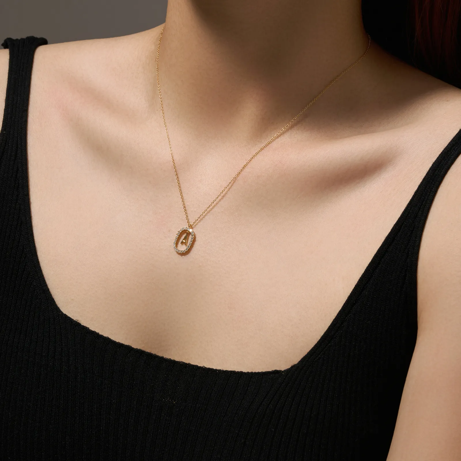 925 Sterling Silver Gold Tone Letter Pendant Necklace 80200443 - image3