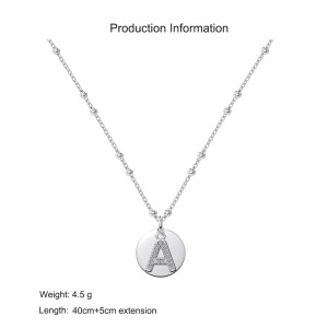 925 Sterling Silver Zirconia Letter Pendant Necklace 80200445