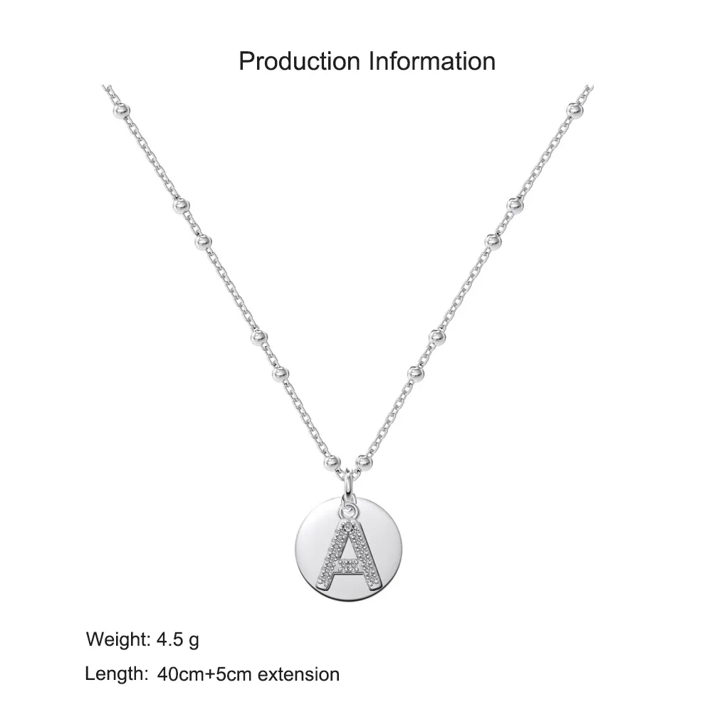 925 Sterling Silver Zirconia Letter Pendant Necklace 80200445 - image2