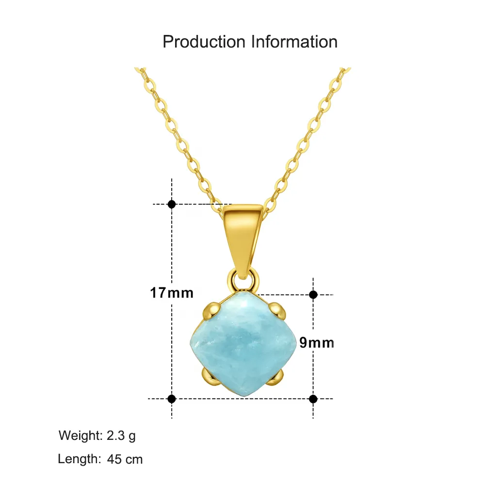 925 Sterling Silver Natural Aquamarine Pendant Necklace 80200446 - image2