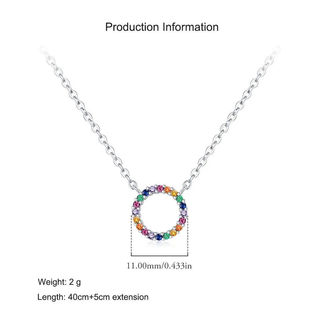 925 Sterling Silver Rainbow Circle Pendant Necklace 80200449 - image2