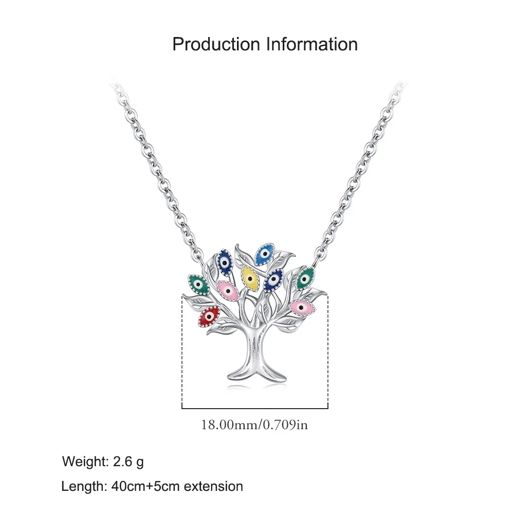 925 Sterling Silver Eye Leaf Tree Pendant Necklace 80200451 - image2