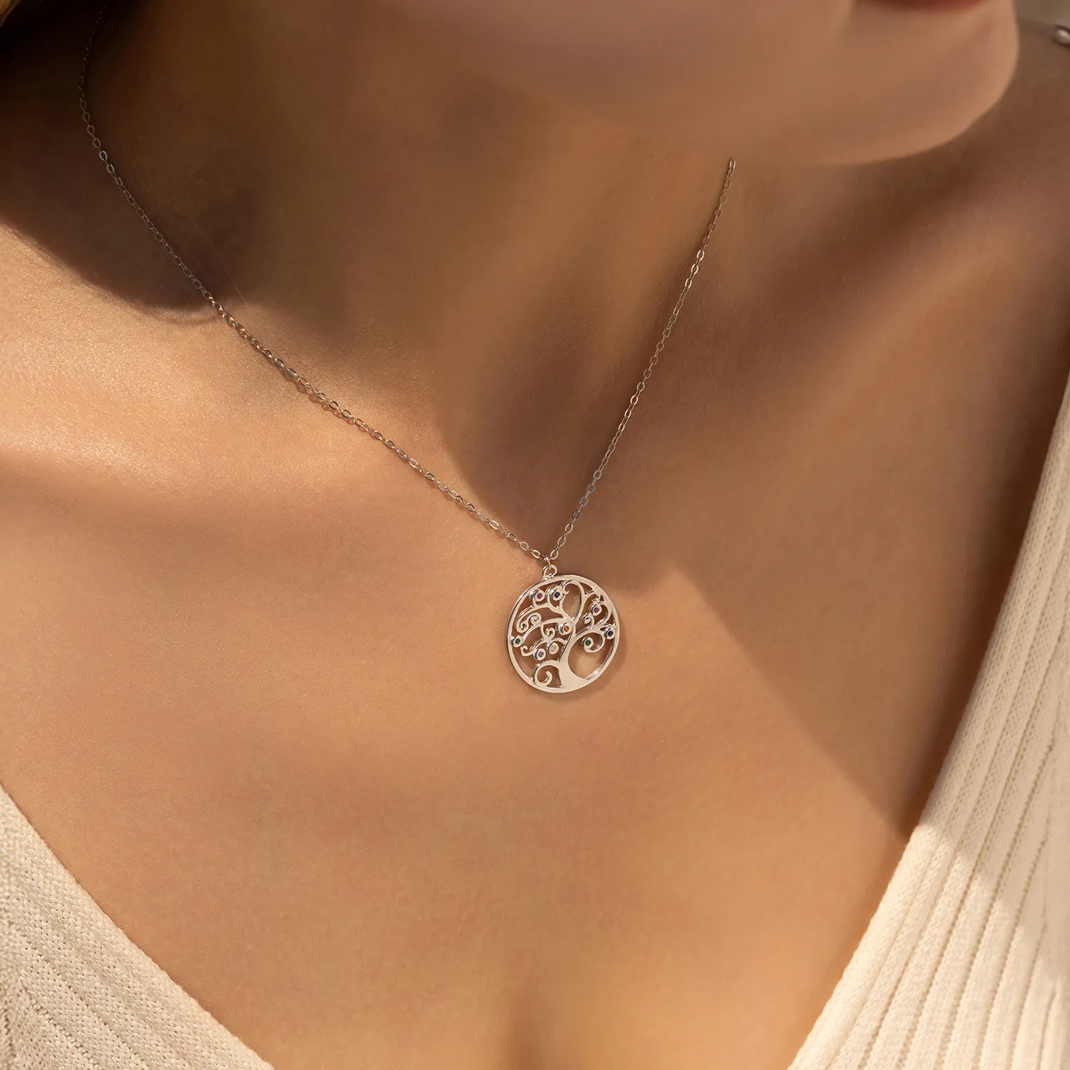 925 Sterling Silver Tree of Life Pendant Necklace 80200452 - image1
