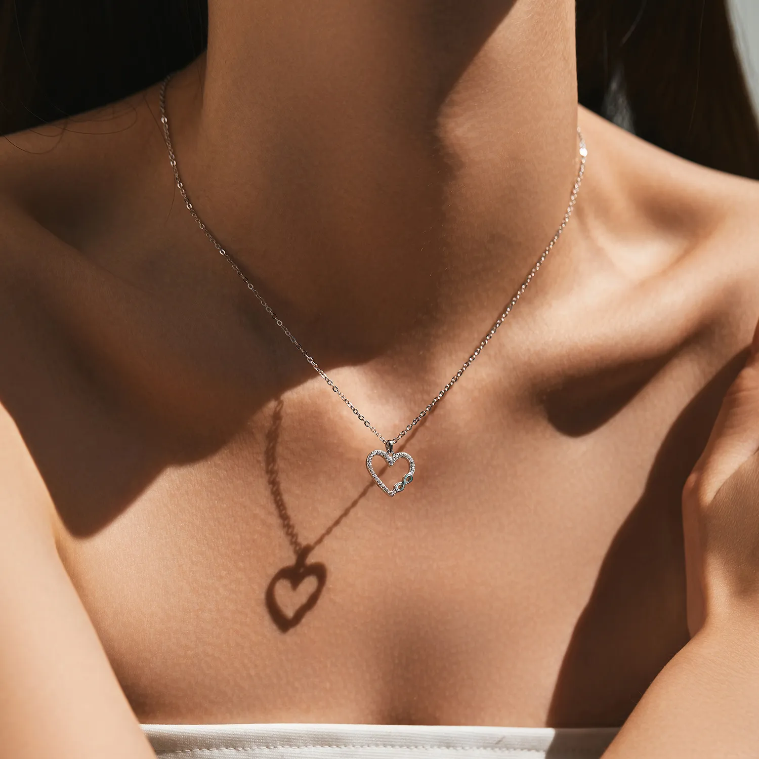 925 Sterling Silver Heart & Infinity Pendant Necklace 80200453 - image1