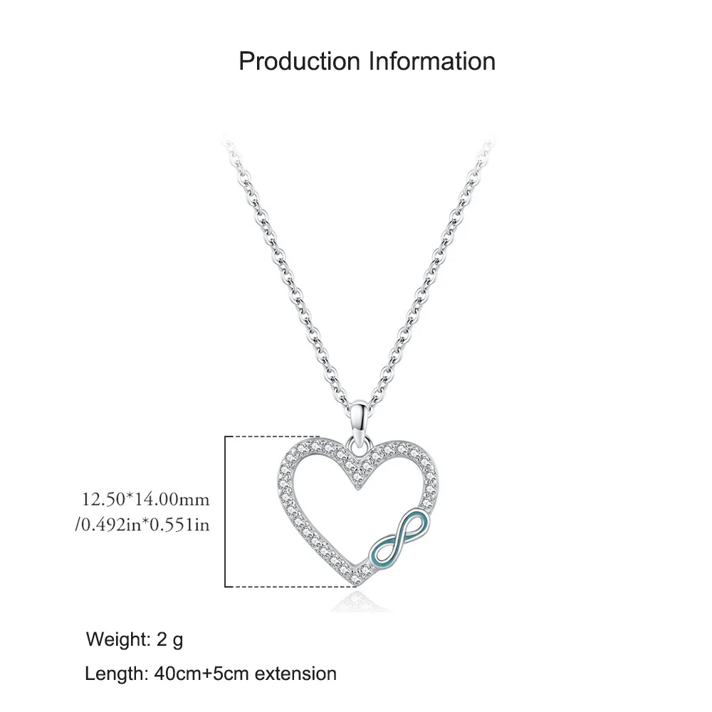925 Sterling Silver Heart & Infinity Pendant Necklace 80200453 - image2