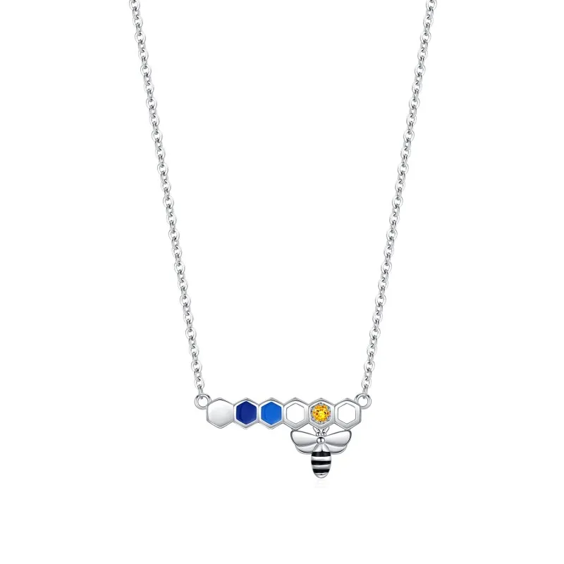 925 Sterling Silver Bee Pendant Necklace 80200454