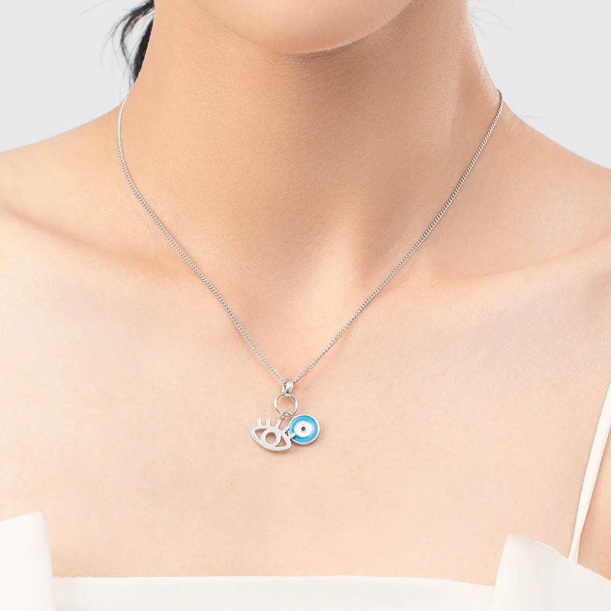 925 Sterling Silver Blue Evil Eye Pendant Necklace 80200455 - image1