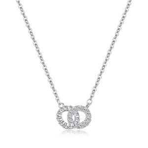 925 Sterling Silver Interlocking Circle Pendant Necklace 80200457