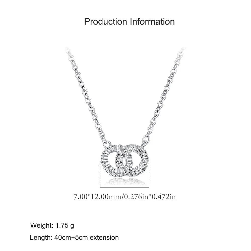 925 Sterling Silver Interlocking Circle Pendant Necklace 80200457 - image2