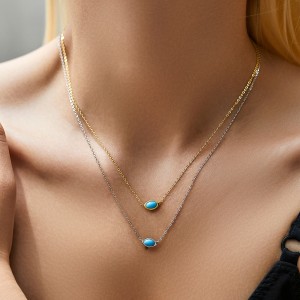 925 Sterling Silver Turquoise Pendant Necklace 80200460