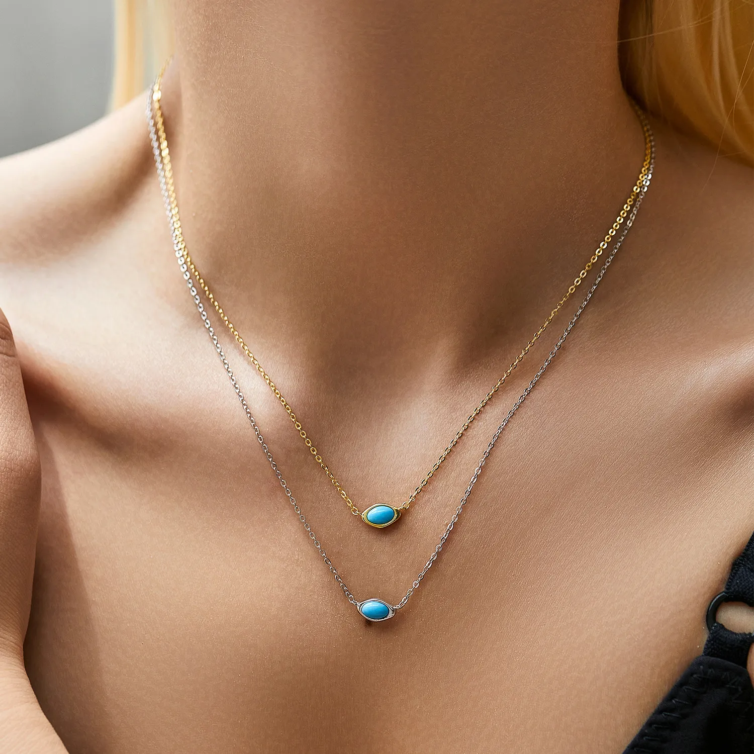 925 Sterling Silver Turquoise Pendant Necklace 80200460 - image1