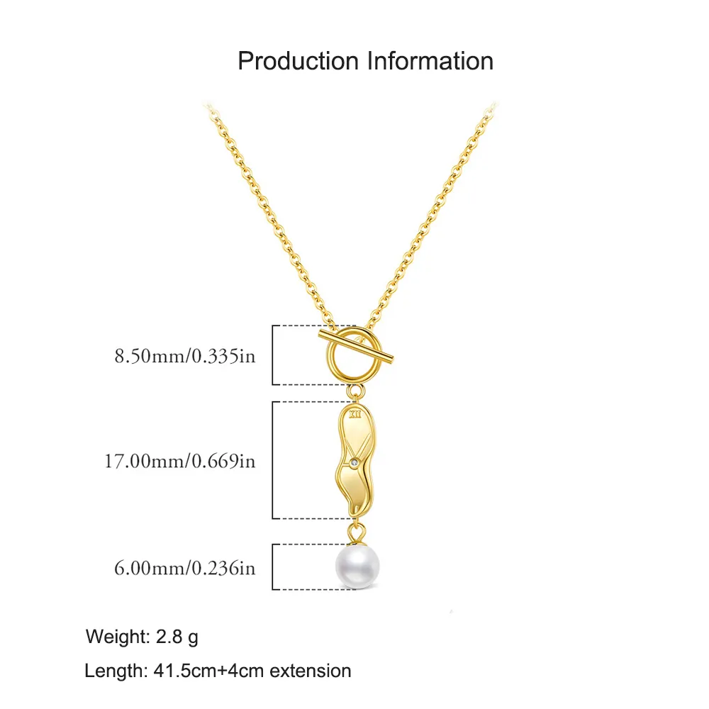 925 Sterling Silver French Style Pearl Necklace 80200462 - image2