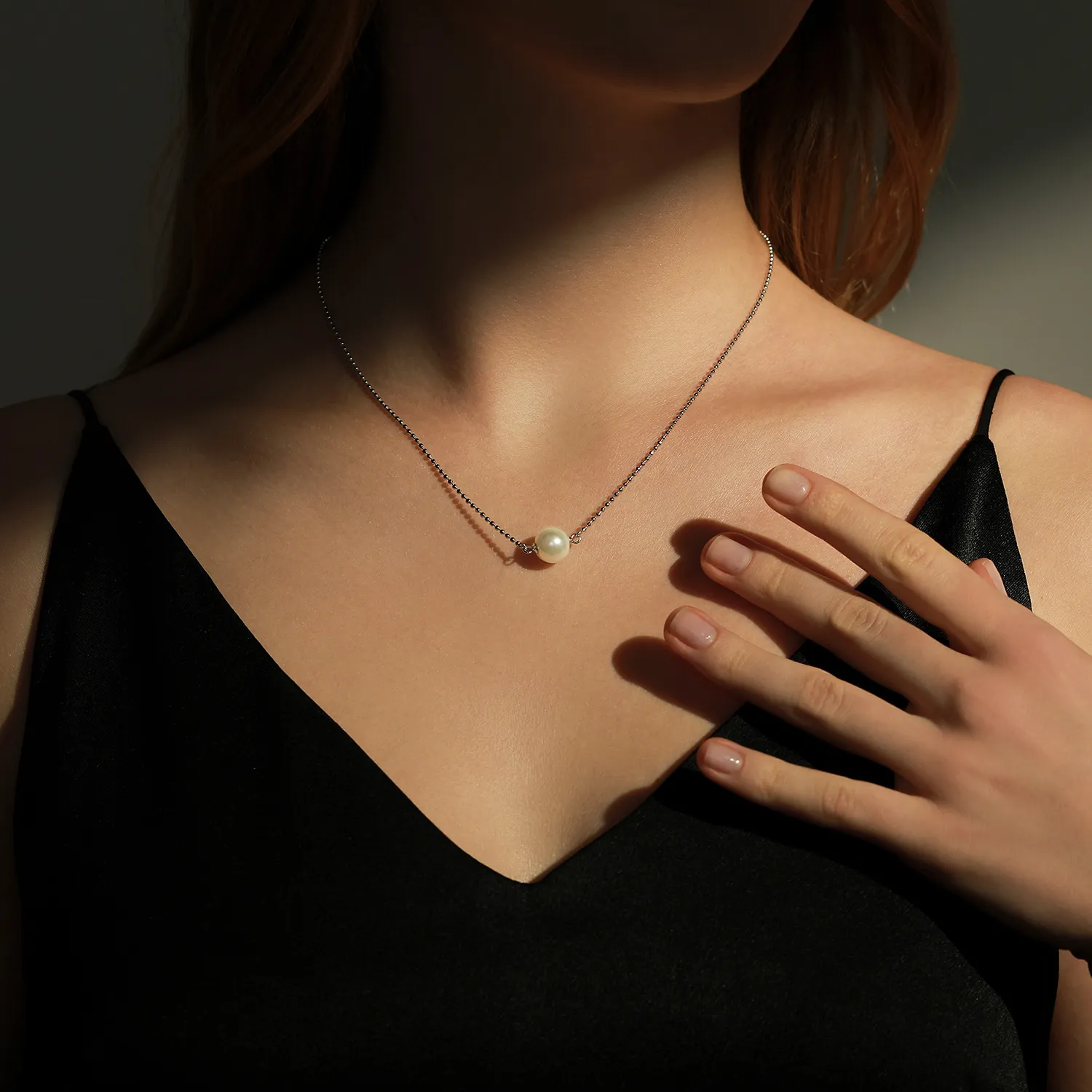 925 Sterling Silver Glass Pearl Pendant Necklace 80200463 - image1