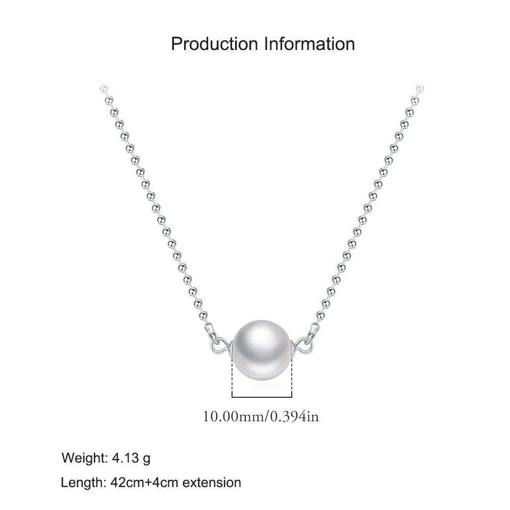 925 Sterling Silver Glass Pearl Pendant Necklace 80200463 - image2