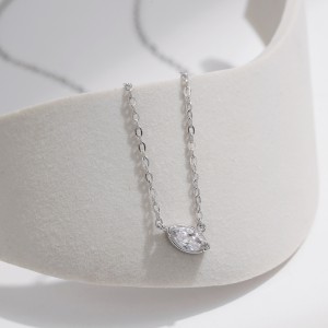 925 Sterling Silver Marquise-Cut Solitaire Pendant Necklace 80200466