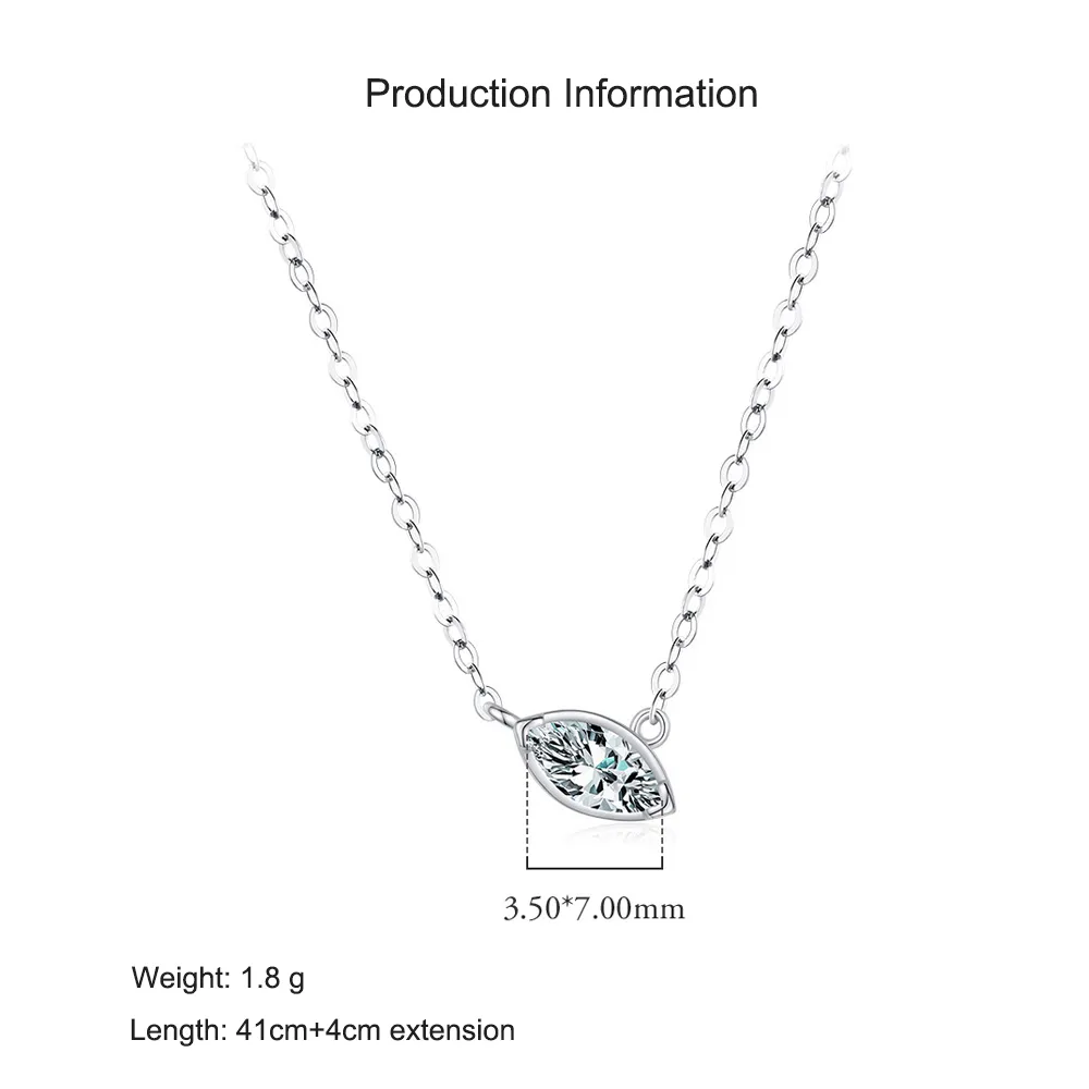 925 Sterling Silver Marquise-Cut Solitaire Pendant Necklace 80200466 - image2