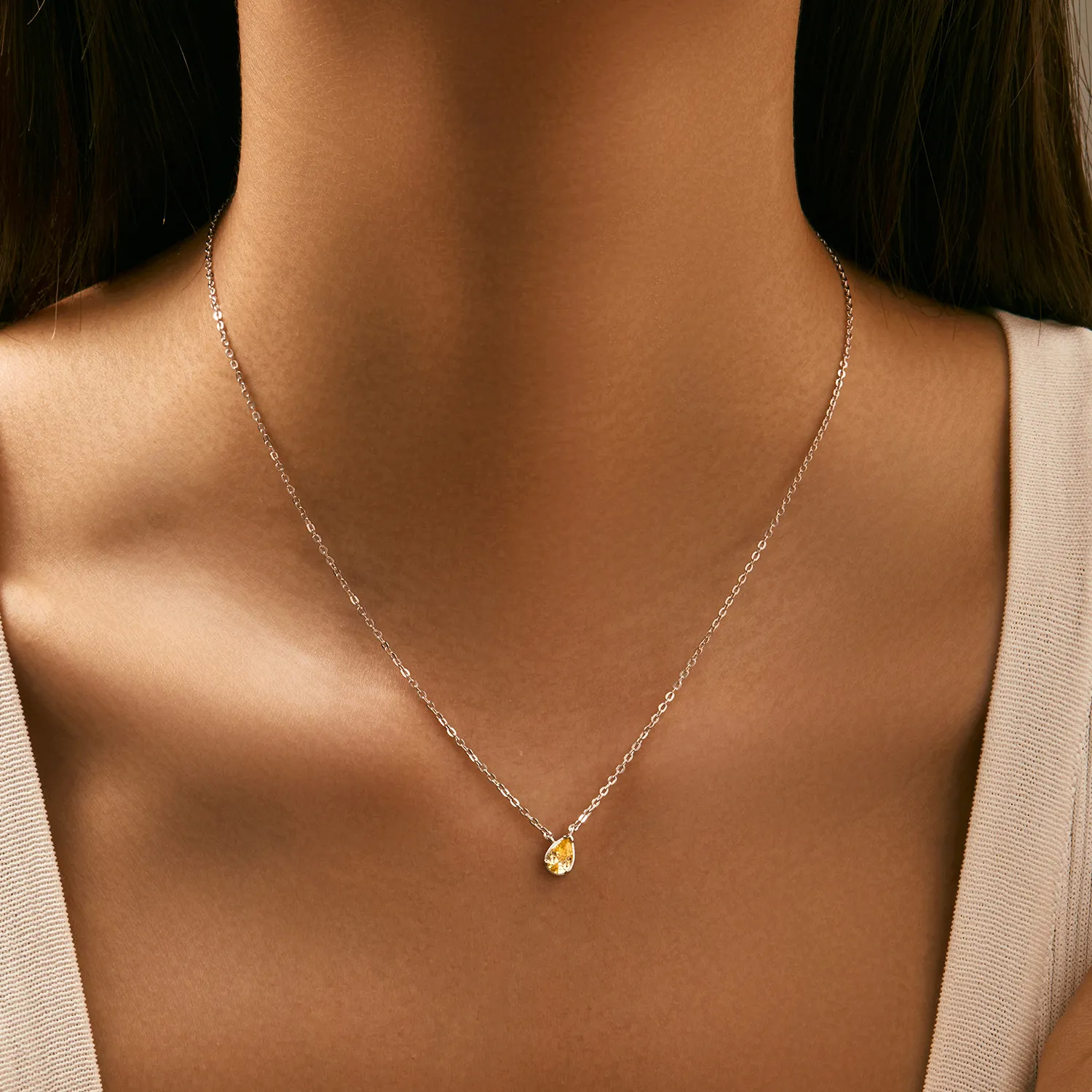 925 Sterling Silver Teardrop Pendant Necklace 80200467 - image1