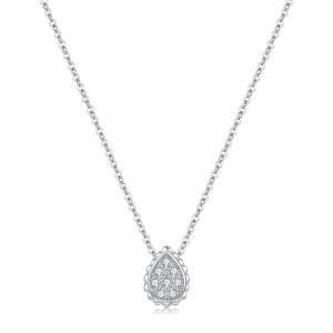 925 Sterling Silver Teardrop Zircon Pendant Necklace 80200470