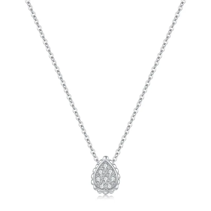 925 Sterling Silver Teardrop Zircon Pendant Necklace 80200470
