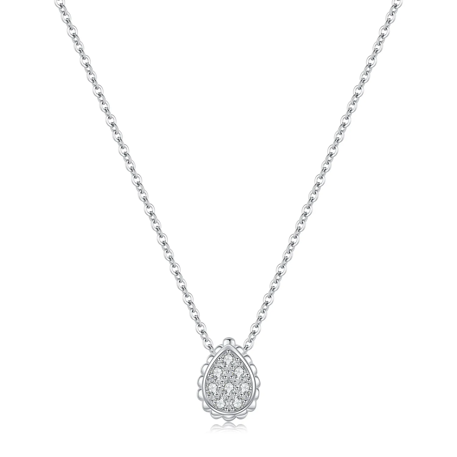 925 Sterling Silver Teardrop Zircon Pendant Necklace 80200470