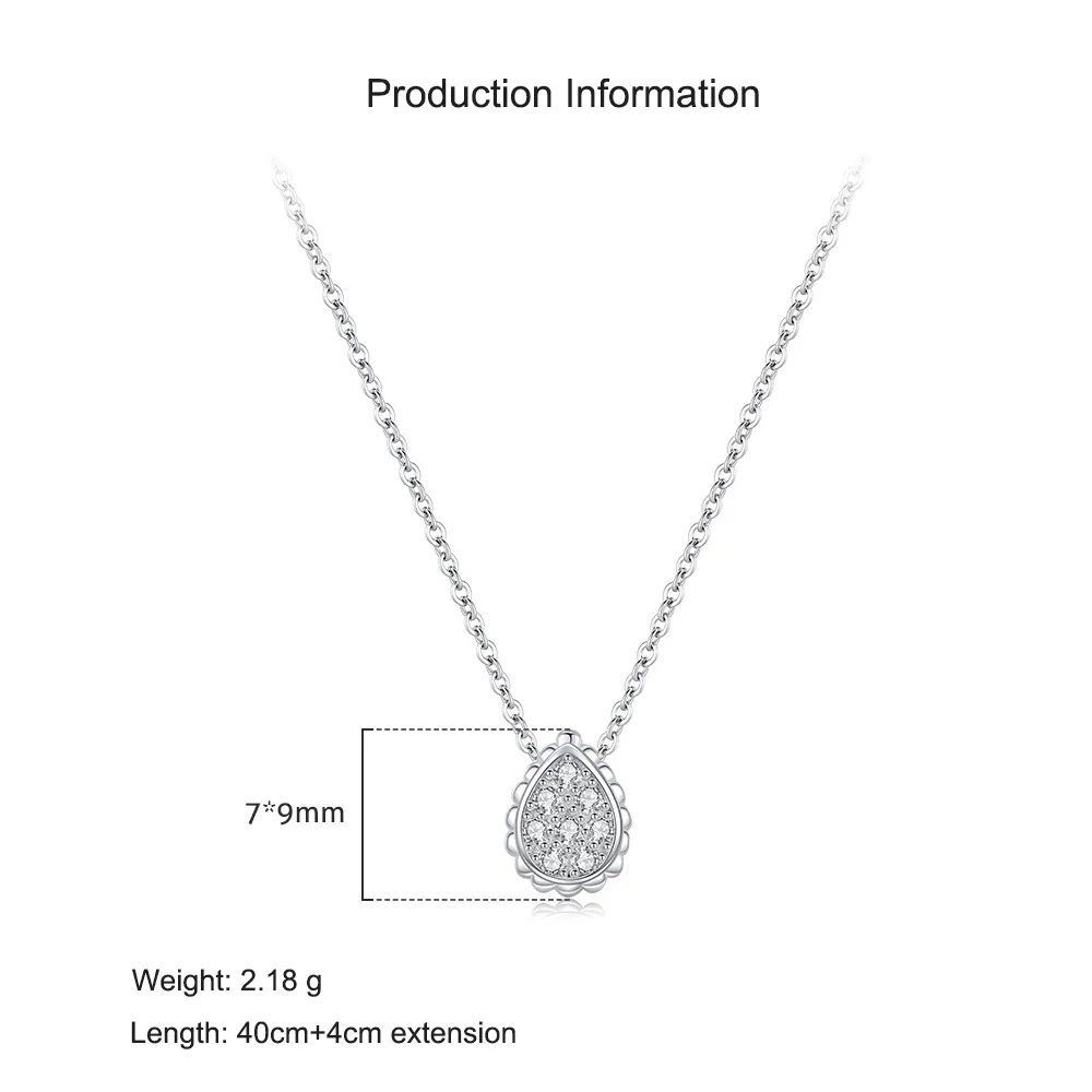 925 Sterling Silver Teardrop Zircon Pendant Necklace 80200470 - image2