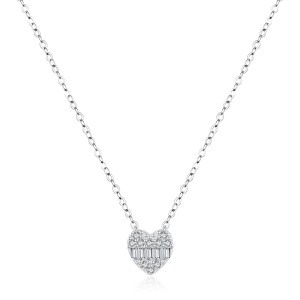 925 Sterling Silver Zircon Heart Pendant Necklace 80200471