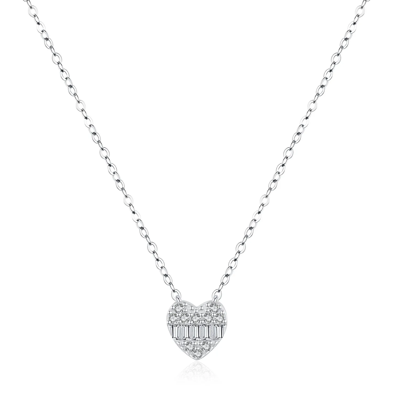 925 Sterling Silver Zircon Heart Pendant Necklace 80200471