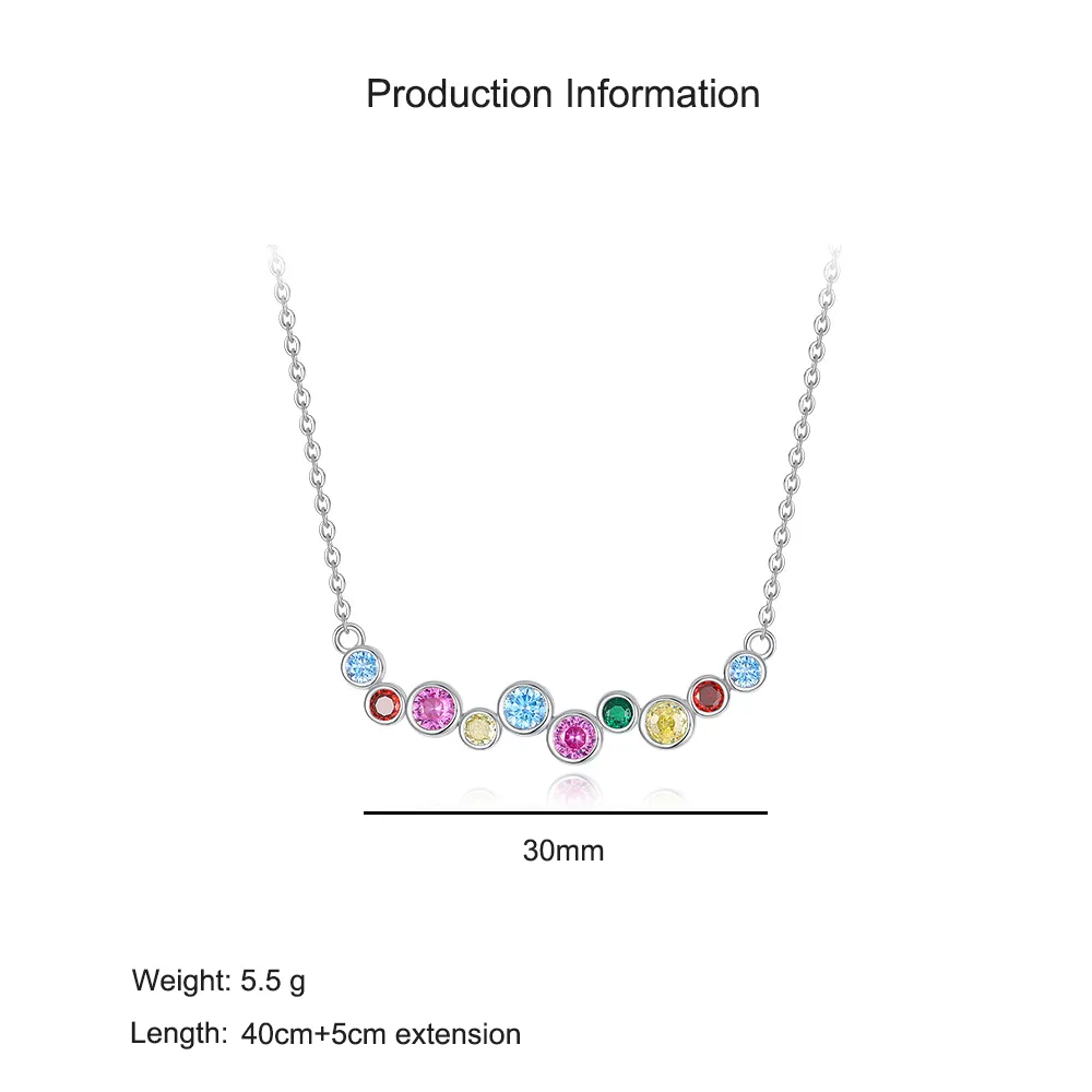 925 Sterling Silver Rainbow Zircon Dopamine Necklace 80200474 - image2