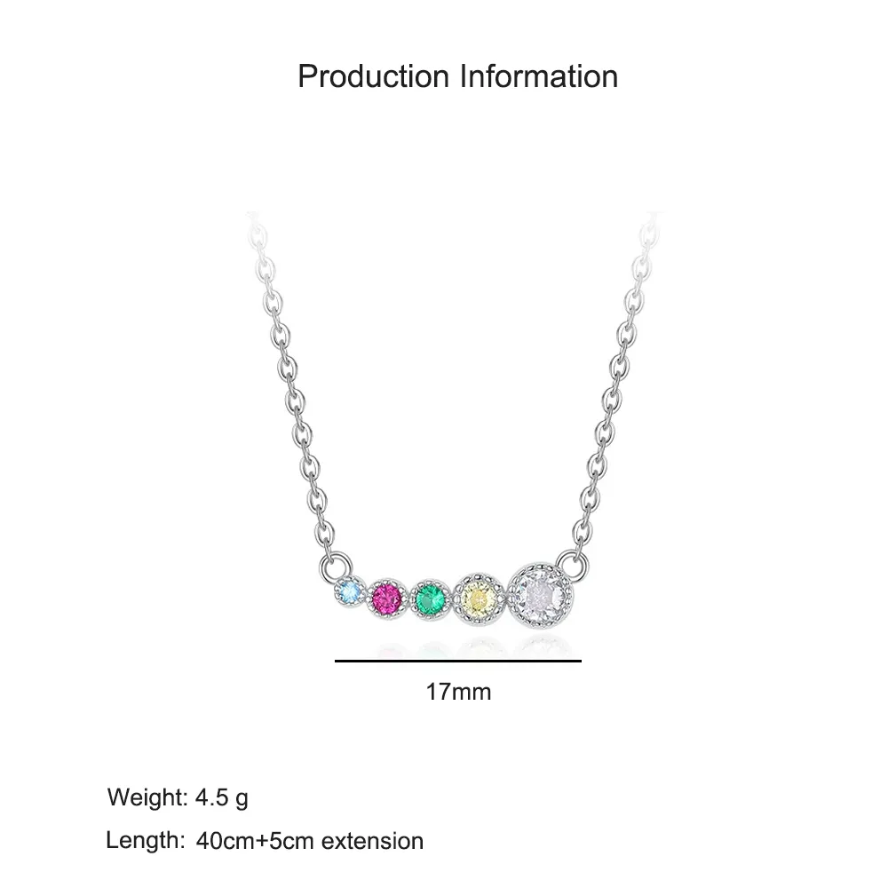 925 Sterling Silver Colorful Zircon Rainbow Necklace 80200475 - image2
