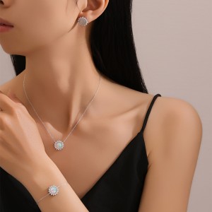 925 Sterling Silver 8mm Natural Opal Necklace 80200477