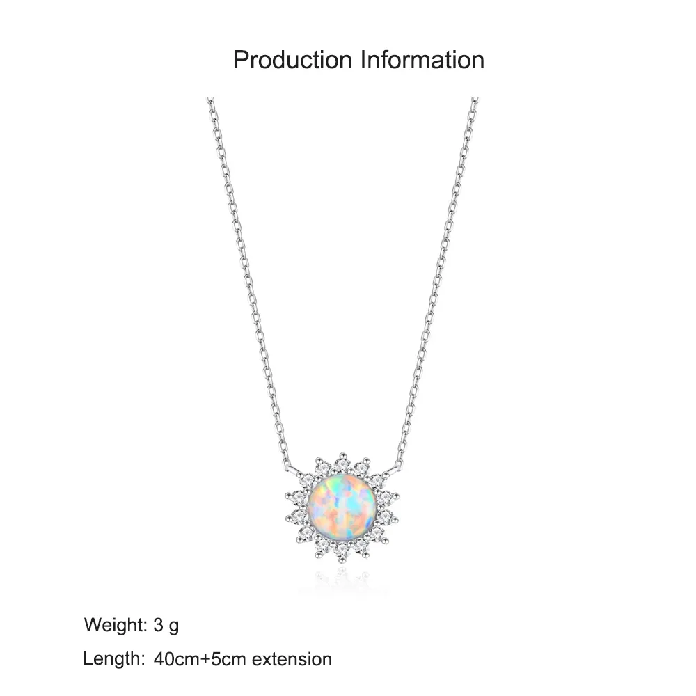 925 Sterling Silver 8mm Natural Opal Necklace 80200477 - image2