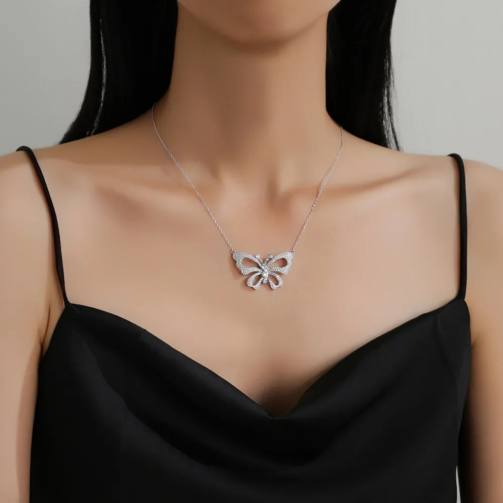 925 Sterling Silver CZ Butterfly Necklace 80200478 - image1