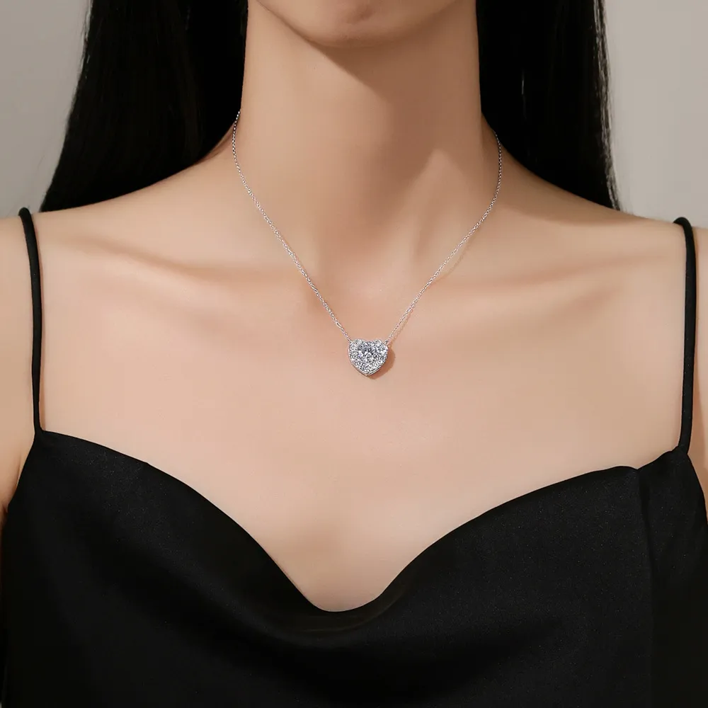 925 Sterling Silver Sparkle CZ Heart Necklace 80200479 - image1
