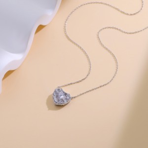 925 Sterling Silver Sparkle CZ Heart Necklace 80200479