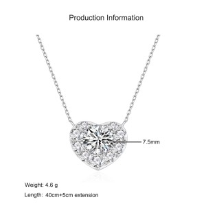 925 Sterling Silver Sparkle CZ Heart Necklace 80200479